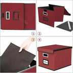 Huolewa File Organizer Box with Lid, Collapsible File Folder Organizer for Office Document Storage, Filing Box with Plastic S