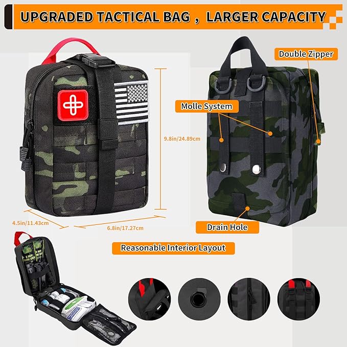 Survival Kit, Gifts for Men Women Teen Boys, 252 pcs Survival Gear and Equipment Mini First Aid Kit for Car Home, Emergency K