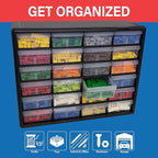 Akro-Mils 24-Drawer Plastic Drawer Storage Cabinet for Garage Organization, Bead Organizer, Building Bricks Storage, Teacher 
