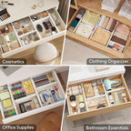 Lifewit 5 Pack Drawer Dividers Bamboo 4" High, 2.36" High, 16"-22" Adjustable Drawer Organizer
