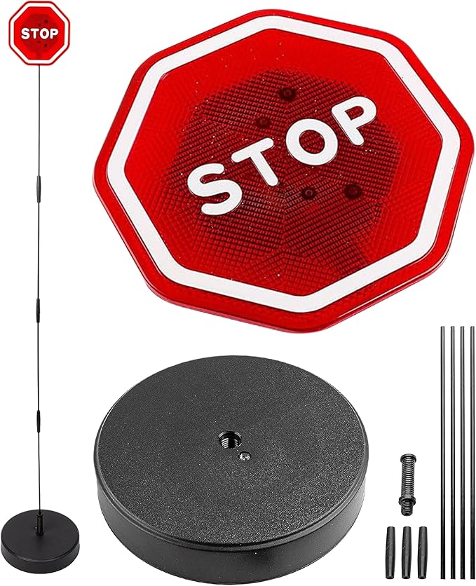 Garage Parking Aid,Garage Stopper for Parking Car,LED Flashing Stop Sign,Car Accessories Warning Adjustable Height Parking Assistant Stop Indicator Sensors for Vehicles,Fits RV,SUV, Cars