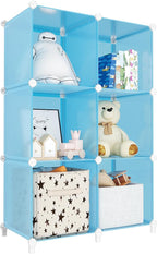 Portable Closet 6 Cube Closet Organizer and Storage Shelf Bookcase with Metal Hammer, Organizer Cabinet for Kids, Bedroom, Ba