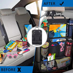 Aokdom 2PCS Car Seat Back Organizer,Extra Large Capacity Car Seat Organizer with 6 Mesh Pocket,2 Cup Holder & 4 Storage Bag,Road Trip Essentials for Kids & Adults