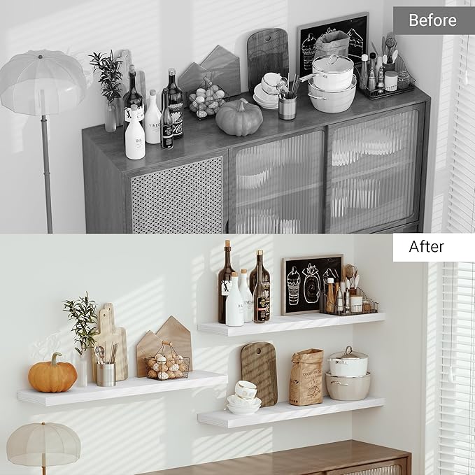 Vivelove Single Floating Shelves 48 Inches, 48 x 10 inch Deep x 1.8 in Thick, Long Wall Shelves Heavy Duty 80 lbs for Bedroom