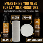 Leather Cleaner and Conditioner Kit – 4-Piece Set with Best Leather Cleaner for Couches, Sofas, Chairs, Furniture, and Car In