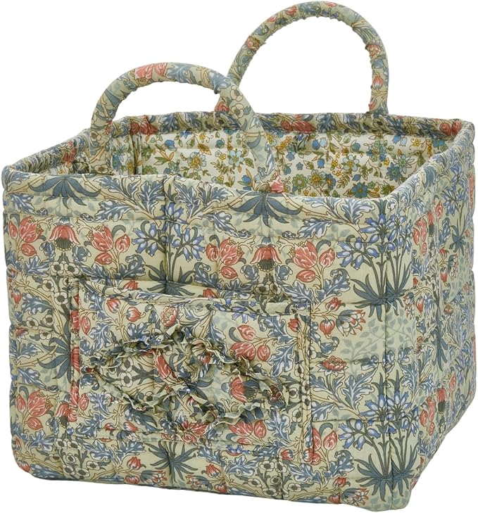 Boho Fabric Storage Basket, Large Capacity Laundry Basket, 12.2'' x 10.23'' x 10.23'' Collapsible Laundry Hamper with Easy Ca