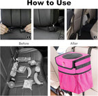 Car Trash Can Foldable Garbage Bin Leakproof 2.3 Gallons Car Trash Bag Pink