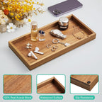 ALELION 13" Bathroom Vanity Tray for Counter - Acacia Wood Decorative Tray for Toilet Tank Makeup Perfume Jewelry Catchall Co