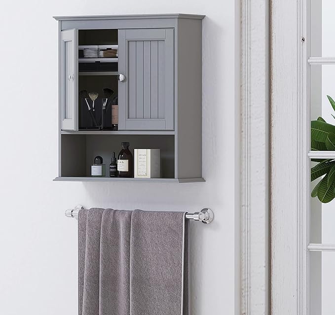 Spirich Bathroom Wall Cabinet, Wall Mounted Medicine Cabinet Organizer, Over The Toilet Storage Cabinet with Doors and Shelve
