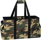 Sturdy Extra Large Utility Tote Bag with Hard Bottom & Sides, Heavy Duty Grocery Tote Bag, Thirty One Utility Tote with Handles for Shopping, Beach, Picnics, Camping, Car (22.5"x11"x12", Camo)