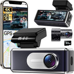 Dash Cam Front and Rear - 4K HD Dual Dash Camera for Cars, Built-in 5G WiFi GPS, 64GB Card, Dashcam with 3.2" IPS Screen, UHD