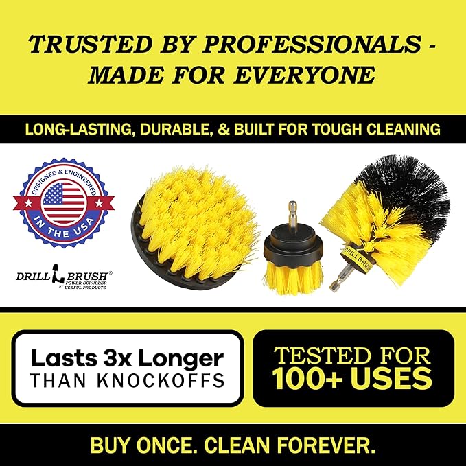 Drillbrush Drill Brush Attachment Set for Bathroom Cleaning – Power Scrubber Brush Kit for Tub, Tile, Shower, and Grout – All