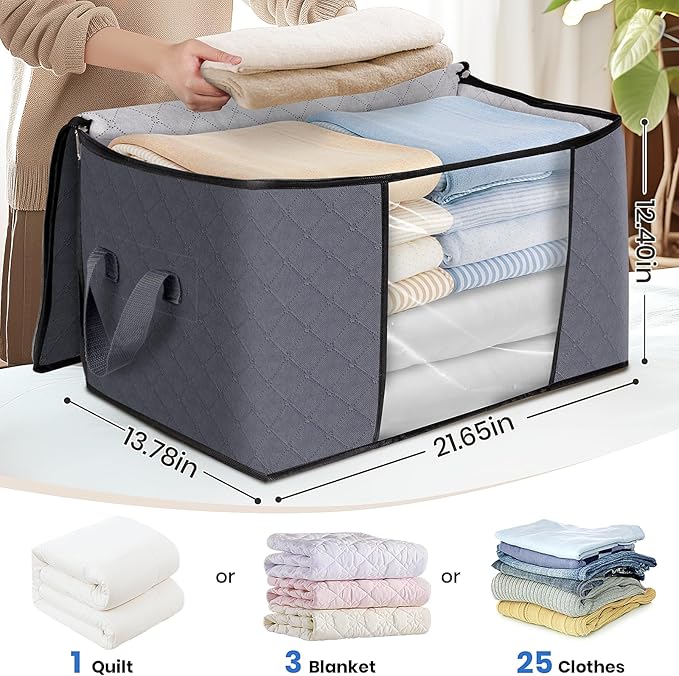Fab totes Storage Bags,Clothes Blanket Storage Bins Foldable Closet Organizers with Reinforced Handle for Home Dorm Storage a