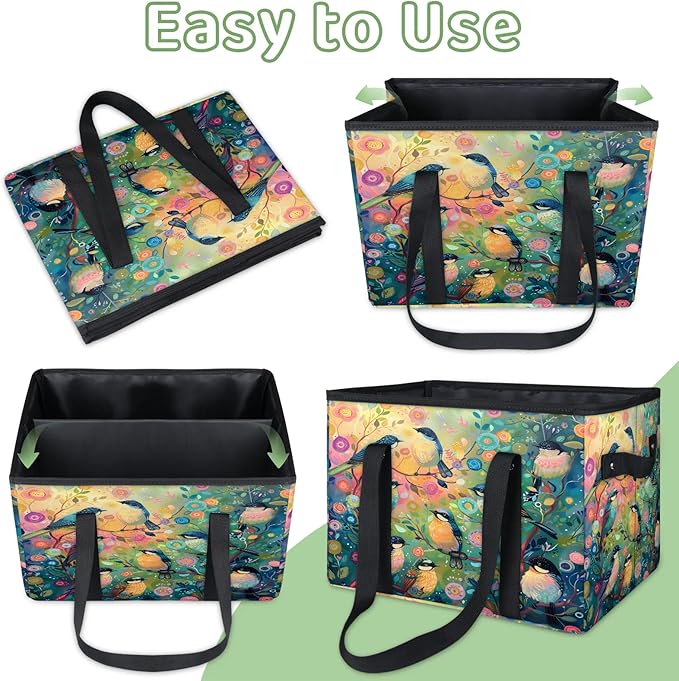 Reusable Grocery Bag, Foldable Large Shopping Tote Bag for Groceries Kitchen Picnic Car Trunk