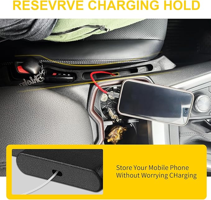 Car Seat Gap Filler 2 Pack, Inserts Between Seats Console with Deeper Groove, Universal Car Seat Gap Plug with Upgraded Phone Holder for Car SUV Truck
