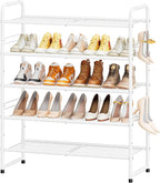 SUFAUY 33" Wide Shoe Rack, 5 Tier Shoe Organizer Mesh Free Standing Shoe Storage Shelf for Closet, White