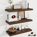 Fun Memories 12 Deep Floating Shelves for Wall | 30W x 12D Large Floating Shelves | 3 Pack Storage Space Wall Mount Shelf for