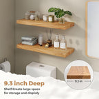 RICHFOCUS Elm Floating Shelves for Wall - 30" W x 9.3" D Rustic Solid Wood Shelves with Invisible Bracket, Wall-Mounted for L