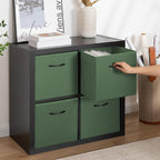 StorageWorks Green Storage Cubes, 13x13 Storage Cube Bins with Handle, Cube Storage Organizer Bins for Shelves and Closet, Co