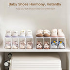 HBlife White Acrylic Kids Shoe Rack for Closet Organizers and Storage, Small Shoe Rack 4 Sections Toddler Baby Shoe Storage O
