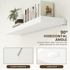 12 Inch Deep Floating Shelves | 55 Inch White Floating Shelves | 55" W x 12" D Rustic Wood Shelves for Wall | Deep White Shel