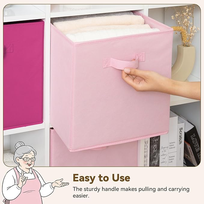 GRANNY SAYS Cube Storage Bins, 13x13 Cube Storage Organizer, Fabric Collapsible Storage Bins with Handle, Storage Cubes for S