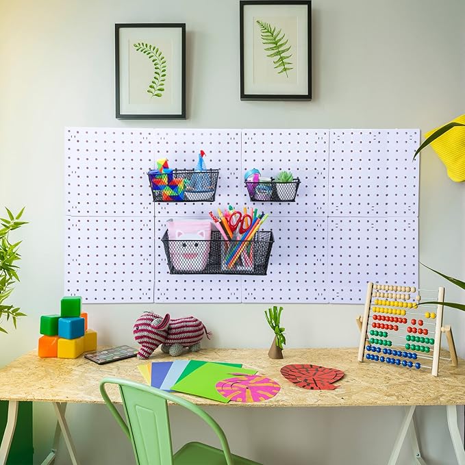 Photect Pegboard Wire Baskets Accessories Hanging Wall Organizer 3 Sizes Pegboard Bins Basket Home Garage Multi Fit Organizer
