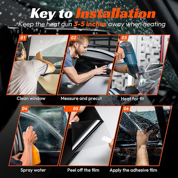 Window Tint Car 5% VLT, 20" x100' Ceramic Window Roll for Privacy Sun & Glare Protection UV Heat Blocking, Scratch Resistant 5-Layer