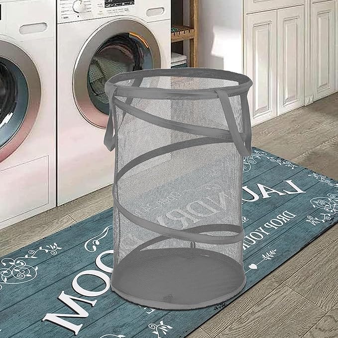 BATTOO Collapsible Laundry Baskets, Foldable Mesh Pop Up Hamper, Portable Laundry Basket Hamper with Handles for Laundry, Bat