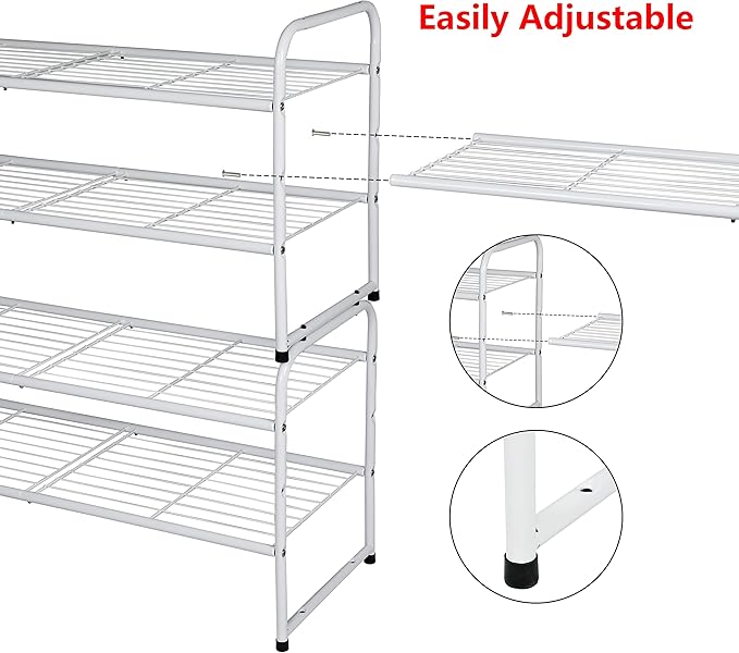 SUFAUY 2 Pack 2-Tier 33" Wide Shoe Rack, Shoe Shelf Storage Organizer for Entryway, Extra Large Capacity, Bedroom Footwear Or