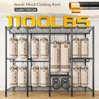 Raybee Clothes Rack with Cover,1100 LBS,Clothing Racks for Hanging with 10 Shelves& 7 Rods,Portable Closet Heavy Duty,Adjusta