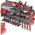 Power Tool Organizer Wall Mount, Cordless Drill Hanger Storage Rack 8 Drill Holder, 4 Layer Heavy Metal Large Capacity Tool R