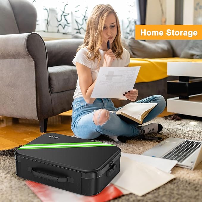 Noiposi Document Organizer with 5200℉ Heat Insulated,Waterproof and Fireproof Document Box with Lock, Home Travel Strong Fire