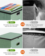 Oterri 2 Pack File Organizer Boxes with Lids, File Box with Mesh Pockets, Document Organizer Box for File Folders Letter Size