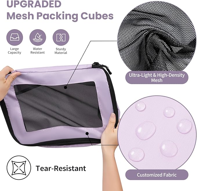 Mesh Packing Cubes for Travel, Durable Luggage Organizer with Sturdy Material and Double Zippers, Comprehensive Set for Trave