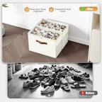 Budding Joy 2 Pack Shoe Organizer for Closet, Clear Foldable Shoe Storage Containers Adjustable Dividers Fits 16 Pairs,Shoe S