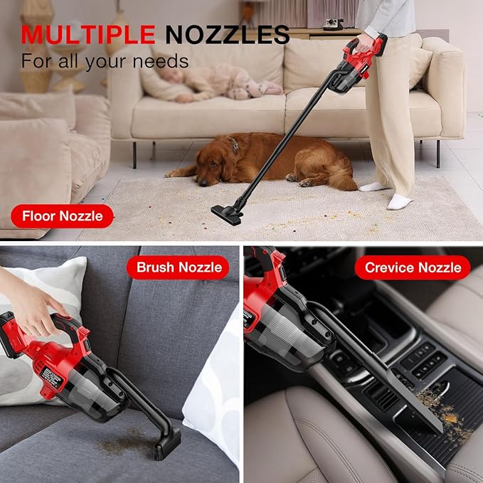 Cordless Vacuum Cleaner for Milwaukee 18V Battery, Handheld Vacuum Cleaner for Home Car Hardwood Floor Carpet, Portable Shop 