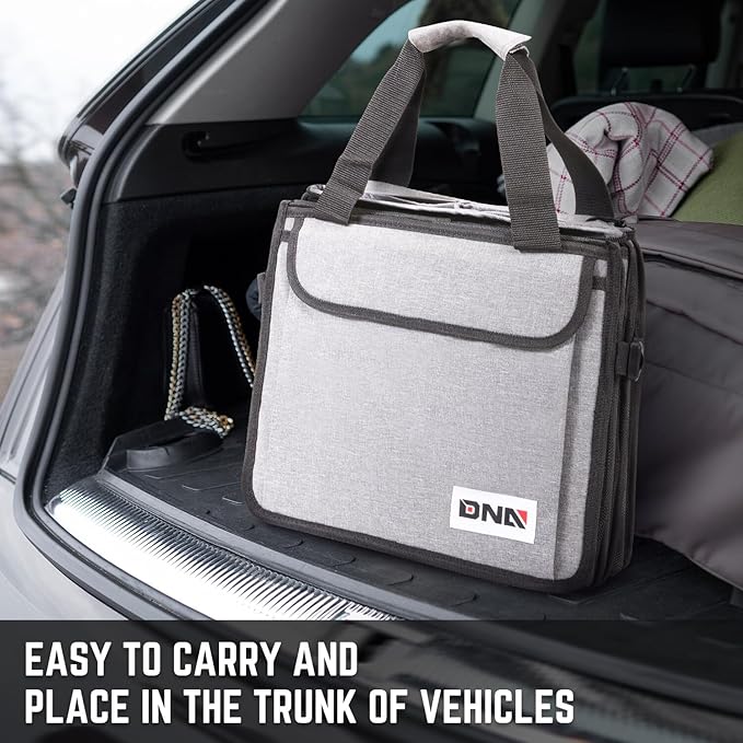 DNA Motoring Trunk Organizer for Car, 90L Large Capacity Foldable Trunk Organizer, Multi Compartment Car Trunk Organizer