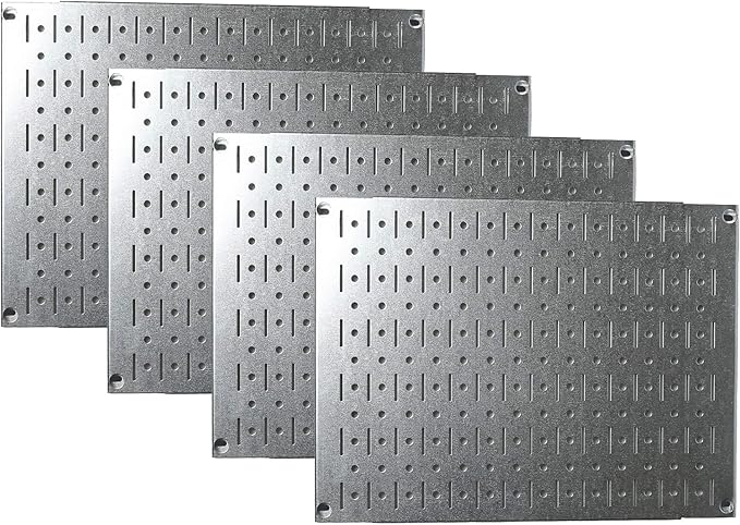 Wall Control Pegboard Wall Organizer Tiles Modular Galvanized Steel Pegboard Tiling Set - Four 12-Inch Tall x 16-Inch Wide Pe