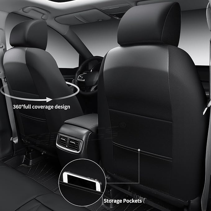 CAR PASS Rav4 Seat Covers Full Set Custom Fit for Toyota RAV4 Tocamo Corolla-Cross 2019-2024, Luxury Nappa Leather Waterproof