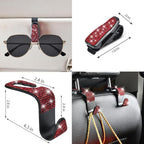 CAR PASS 11 PCS Bling Red Steering Wheel Cover Set for Women, Sparkly Rhinestone Diamond Bling Seat Belt Cushion, Glitter Shi