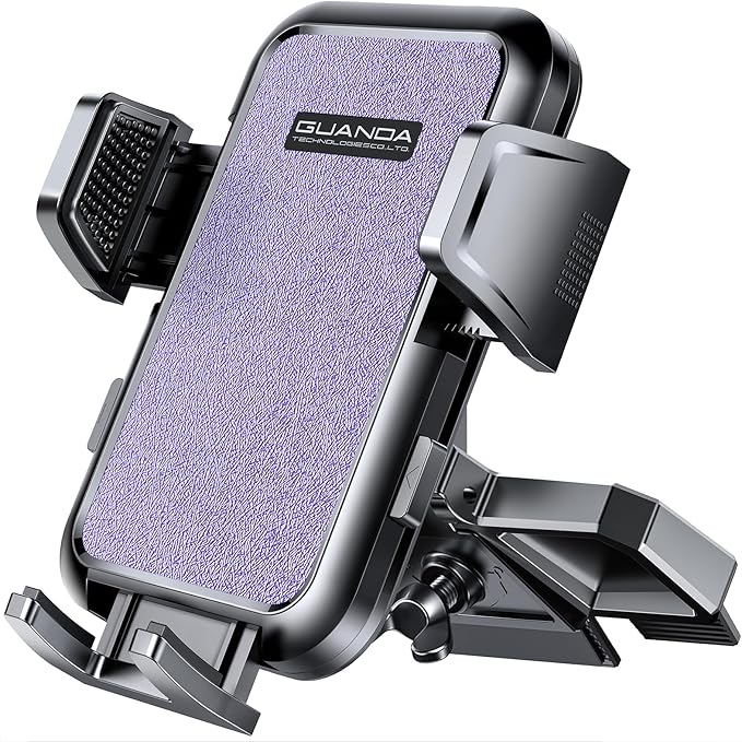 CD Slot Phone Mount, Upgraded Car Phone Holder [Thick Cases Friendly], 360° Adjustable Universal Phone Mount for Car CD Slot Mount for iPhone & Android Cell Phones (Light Purple)