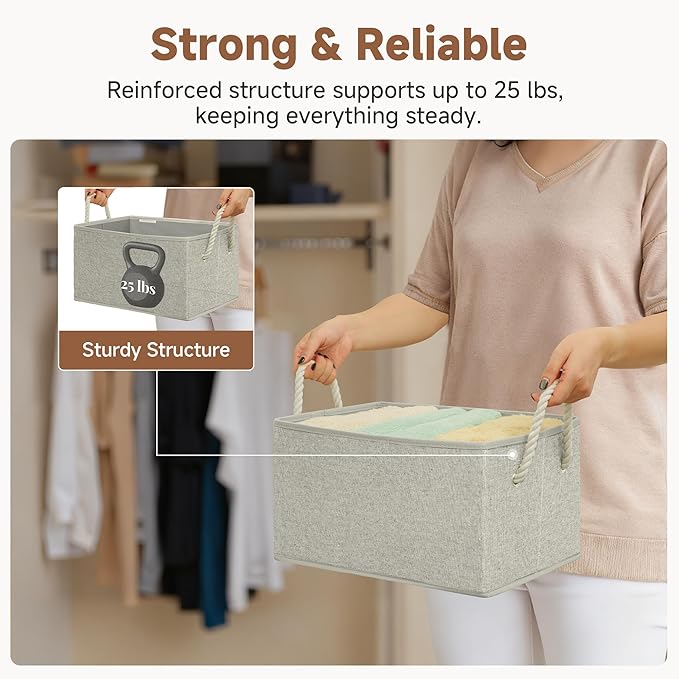 StorageWorks Storage Baskets for Shelves, Closet Organizers and Storage Bins, Fabric Organizer Bins for Clothes, Closet Shelf