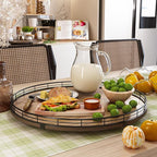 Acacia Wood 18" Lazy Susan Turntable Organizer for Table Top, Farmhouse Large Round Lazy Susan for Cabinet Kitchen Centerpiec