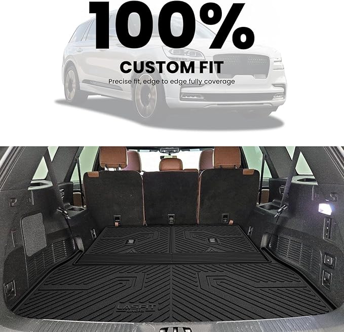 LASFIT Trunk Mat & Backrest Mats for Lincoln Aviator 2026 2025 2024 2023 2022 2021 2020, All Weather TPE Custom Fit Cargo Liner for Aviator Cargo Mat 2020-2026, Black, Easy to Clean