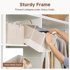 StorageWorks Storage Bins, Fabric Storage Bins for Shelves, Storage Baskets with Metal Frame, Closet Baskets and Bins with Ha