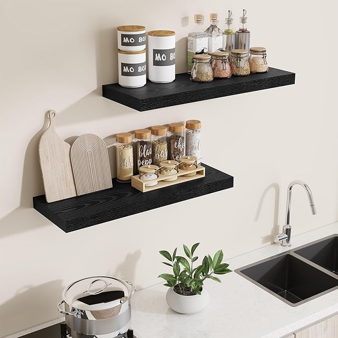 Dreamland 30 Inch Long Floating Shelves in White,8 Inch Deep Floating Shelf for Wall,Large Display & Storage Shelf, Wall Shel