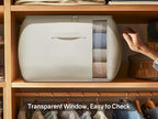 Large Canvas Clothes Storage Bags with Thick Handles and Clear Window, Foldable Cotton Linen Underbed Closet Organizer for Cl