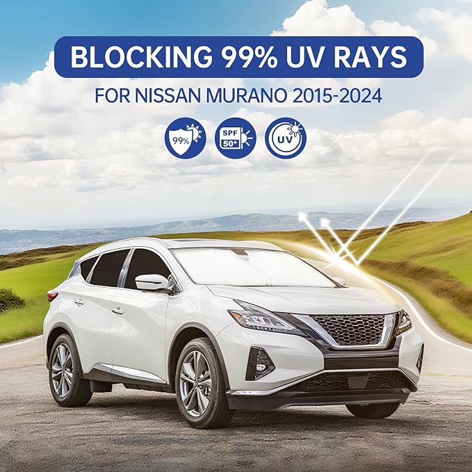 Car Window Shades for Nissan Murano 2015-2024, Full Car Window Covers for Privacy, Sunshades for Murano Front Rear Windshield Side Windows to Block UV and Protect Privacy(8pcs)