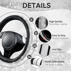 CAR PASS 30 PCS Bling Diamond Car Accessories Set for Women, Bling Steering Wheel Covers 15 Inch, Shining Rhinestone License Plate Frame, Sparkly Phone Holder, Cute Interior Set Decorations, Silver